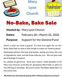 No Bake Bake Sale - A fundraiser from 2/20 to 3/25/2025