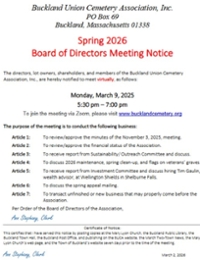 Spring Meeting of Buckland Union Cemetery Assoc.