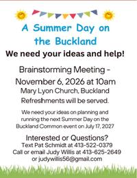 Buckland Summer Day Planning Meeting